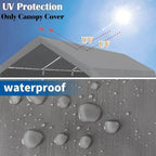 Rutile 10 x 20 FT Carport Replacement Cover, Heavy Duty Car Tarp Canopy Tent Replacement Top w/Ball Bungees Gray (Only Top Cover, Frame is not