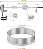 onlyfire Stainless Steel Weber Kettle Rotisserie Ring Kit Barbecue Tool Kit