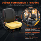 Universal Forklift Seat,Tractor Seat,with Micro Switch,Armrest and Safety Belt,for Tractor,Mower,Skid Loader,Telehandler,Backhoe,Excavator Dozer…