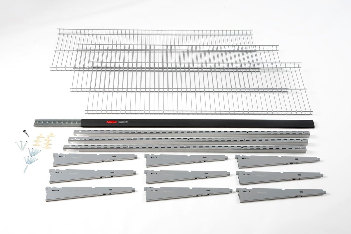 Rubbermaid FastTrack Rail Storage 48"x16" 3-Shelf Kit, 350 lbs. Per Shelf, for Home/Garage/Shed/Workshop Organization