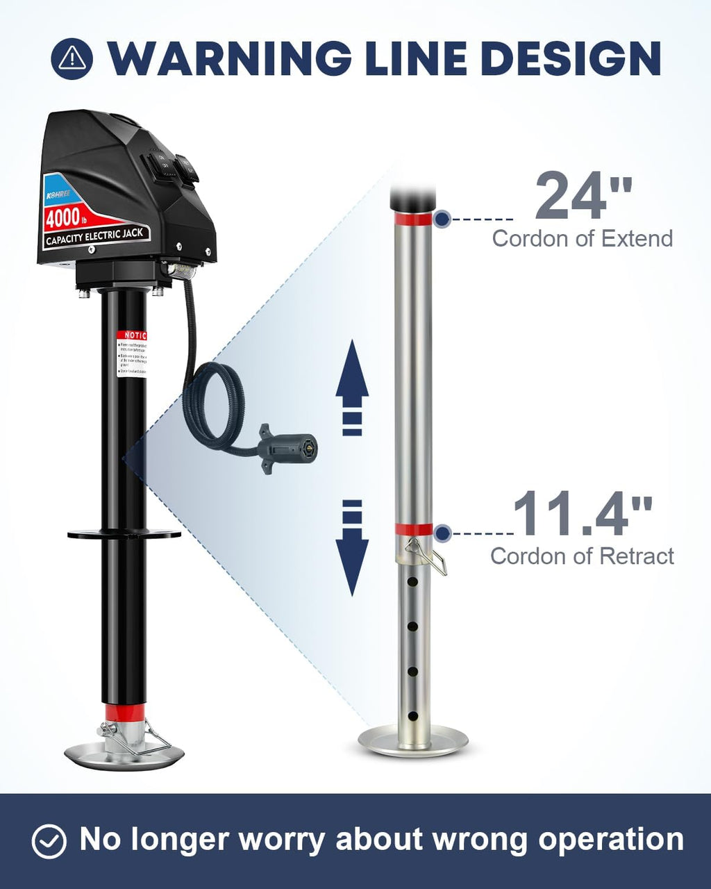 Kohree Electric Trailer Jack 4000 lbs with 7-Way Connector, Heavy Duty