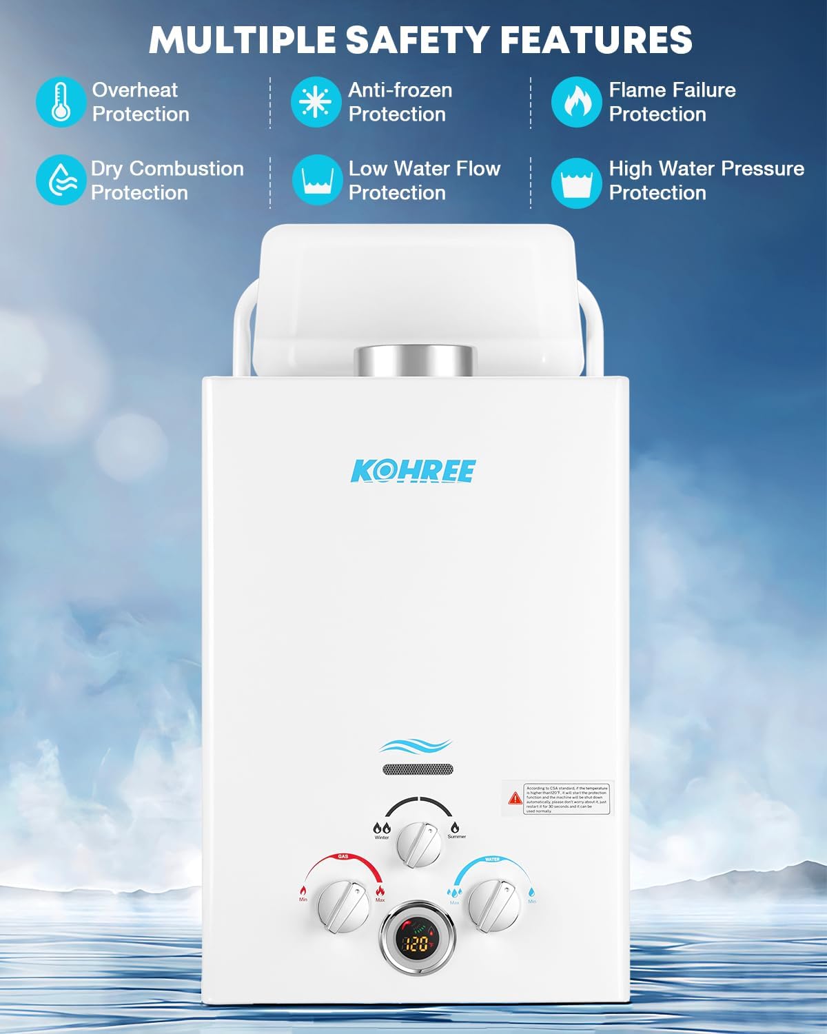 Kohree Propane Water Heater Tankless,1.58 GPM 6L Water Heater for Camping
