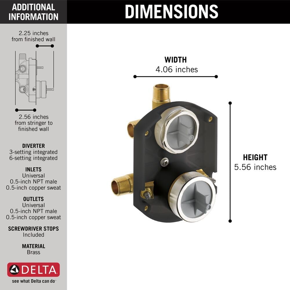 Delta MultiChoice Universal Integrated Diverter Rough with Stops