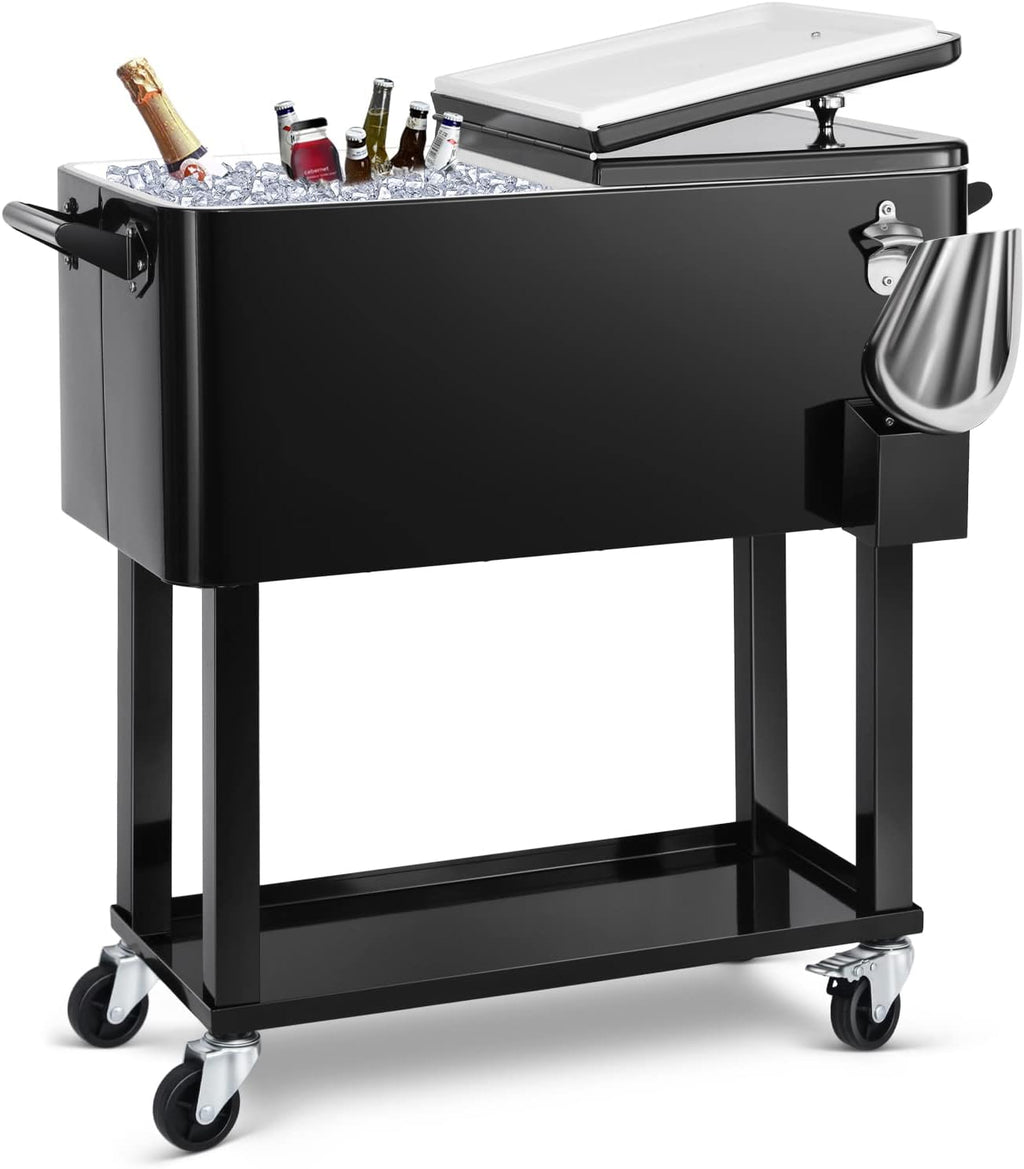 80 Qt Rolling Ice Chest Cooler Cart, Stand Up Cooler Trolley