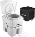 Portable Toilet – Compact Indoor & Outdoor Commode w/Travel Bag for Camping, RV, Boat – Piston Pump Flush, 6 Gallon Waste Tank, Built-In Pour Spout &