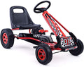 HONEY JOY Go Kart for Kids, 4 Wheel Quad Off-Road Pedal On Foot Go Cart w/Steering Wheels & Adjustable Seat, 2 Safety Brakes, EVA Tires, Clutch