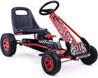 HONEY JOY Go Kart for Kids, 4 Wheel Quad Off-Road Pedal On Foot Go Cart w/Steering Wheels & Adjustable Seat, 2 Safety Brakes, EVA Tires, Clutch