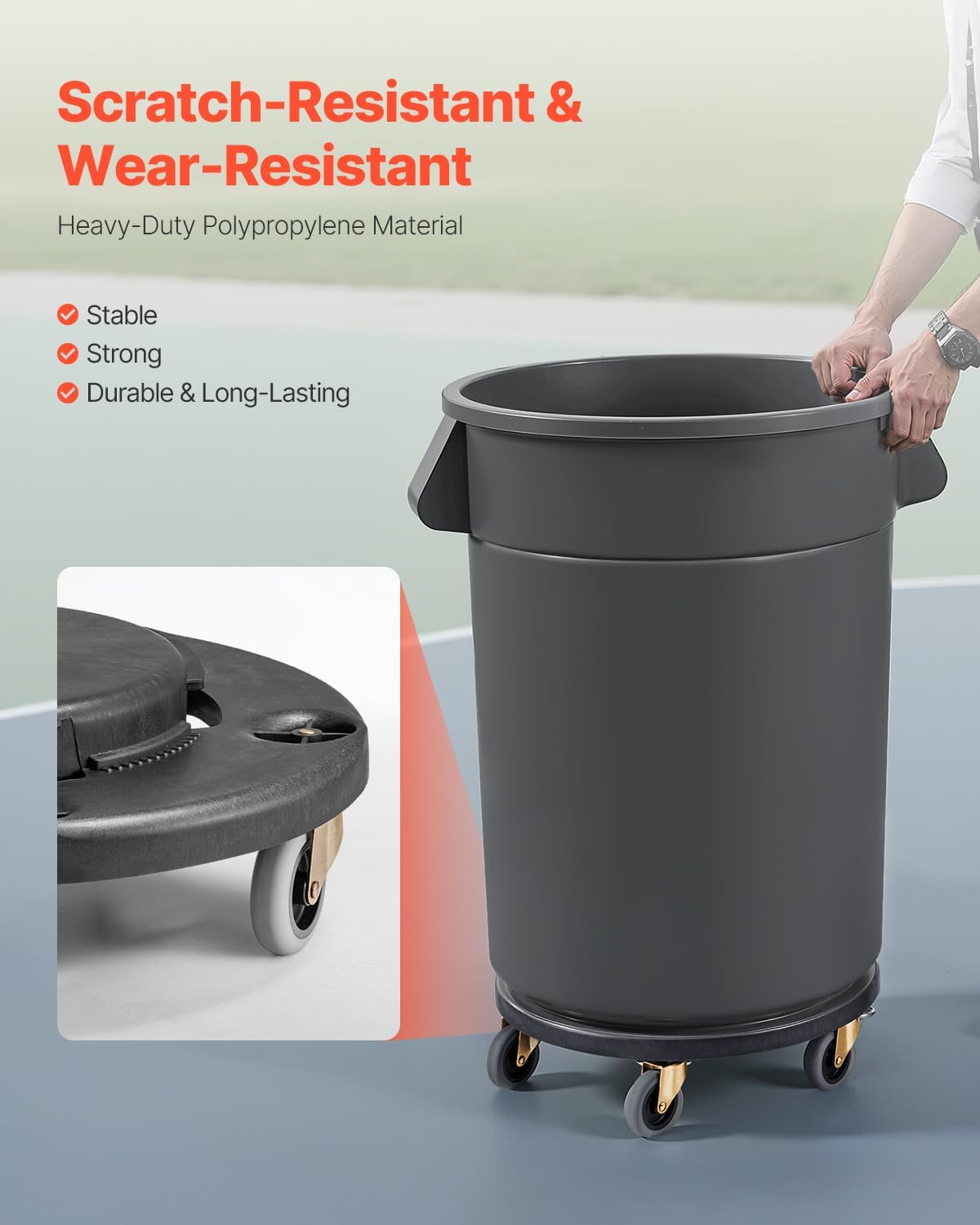 VEVOR Trash Can Dolly 500 lbs 2 Packs Round Trash Can Roller Base Balck