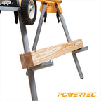 POWERTEC Portable Miter Saw Stand w/ Quick-release Mounting Brackets, 330Lbs Load Capacity, 8" Wheels and 3-Prong Tripple Outlets, Folding Design for