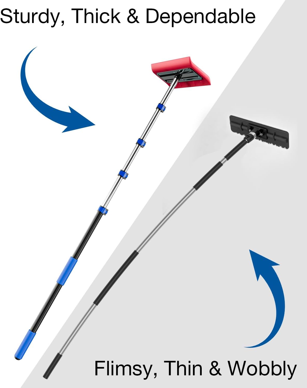 Roof Rakes for Snow Removal, 20FT Telescoping Snow Rake for House Roof, Solar Panels, Cars & RV, Snow Broom Push/Pull, Heavy Duty Aluminum Ice