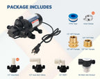 T33 Automatic On-Demand Diaphragm Pump 115Vac, 4.0GPM, 45PSI, Industrial Water Pressure Pump for Kitchen, Bathroom, RV, Marine Yacht, Caravan, Garden