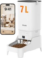 Automatic Cat Feeder with Camera - 7L/29 Cups Auto Dog Feeder with Large Food Tray & 1080P Night Vision, Elevated Bowl, 2-Way Audio, 10s Voice