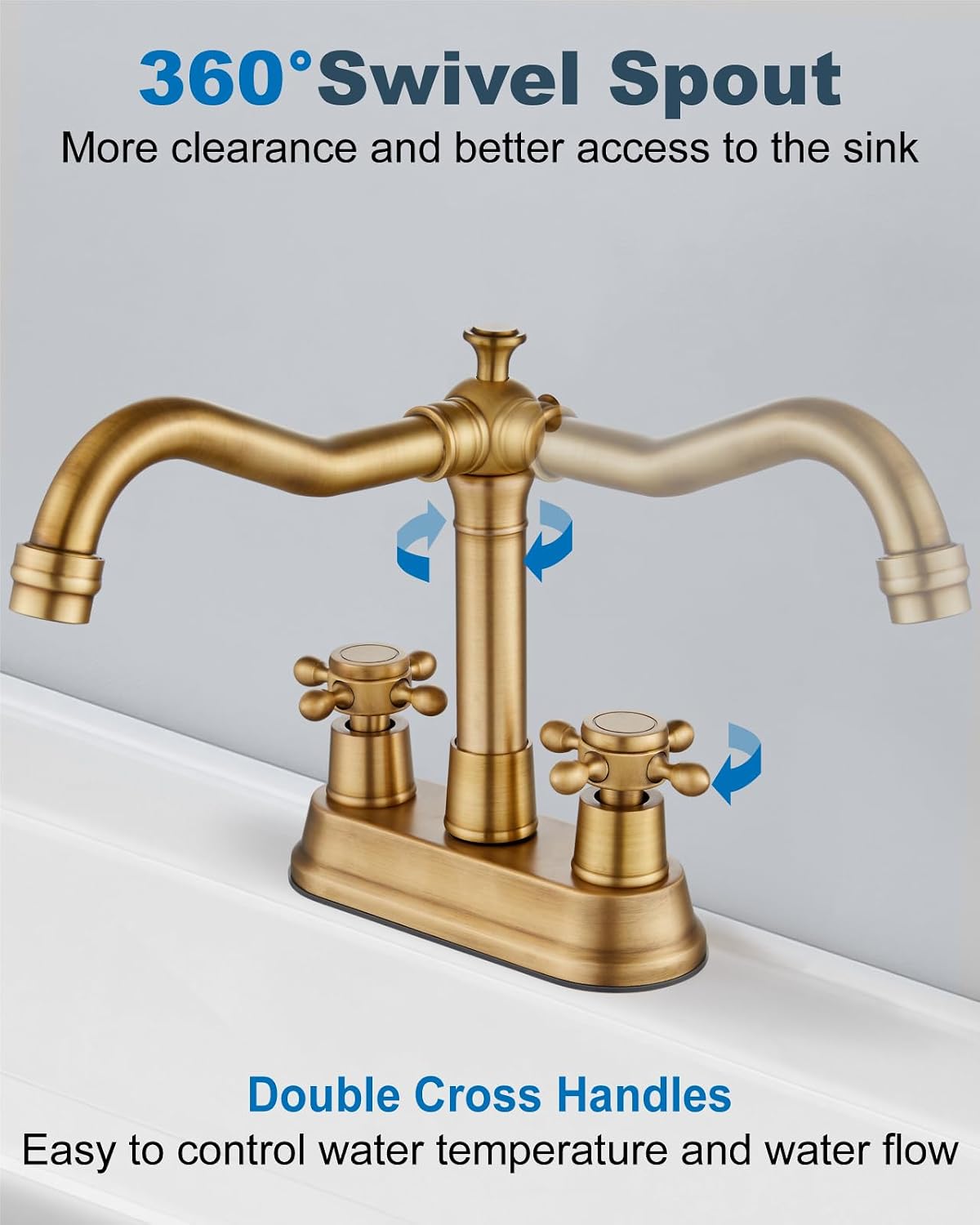 4 Inch Centerset Bathroom Sink Faucet 2 Handle Antique Brass