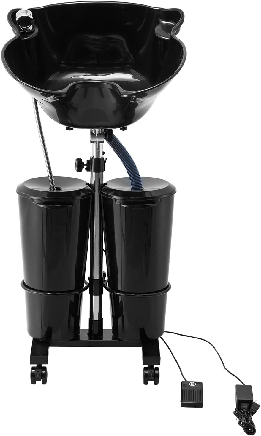 VEVOR Portable Shampoo Bowl, Shampoo Sink for Washing Hair with Electric Pump, Includes 2 Buckets 2 Showerheads, Drain Hose, Height and Angle