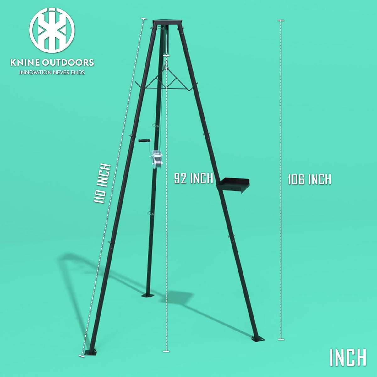 Tripod Game Hoist, 500lb Capacity Deer Hanger with Manual Winch Gambrel