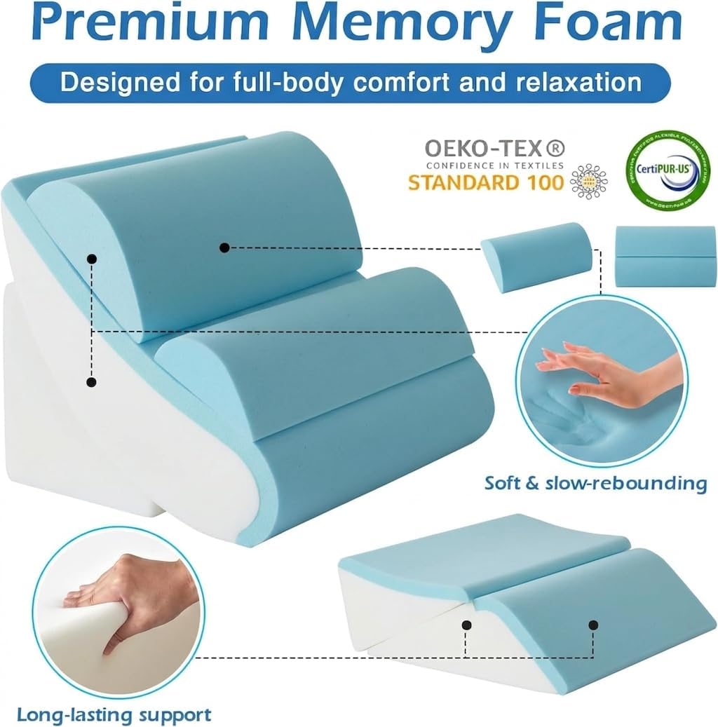 6PCS Wedge Pillow Set for After Surgery, Sit Up Pillow, White