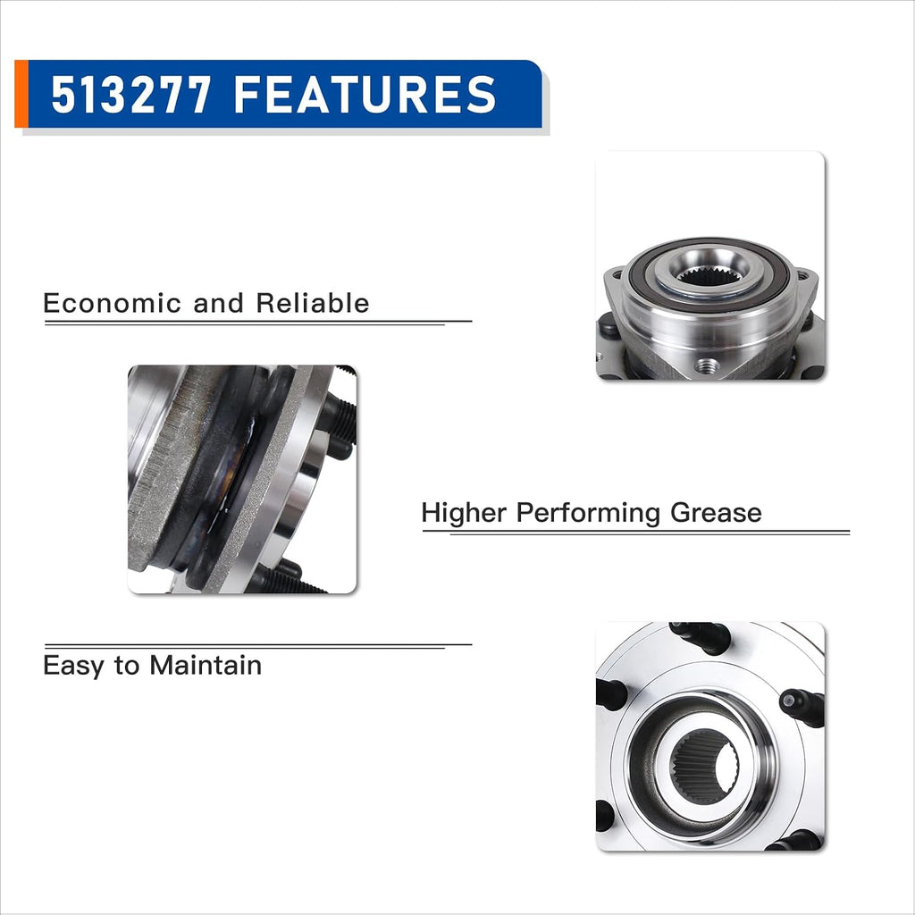 Pair 513277 Wheel Bearing and Hub Assembly Front/Rear Compatible with 08-17 Buick Enclave, 09-17 Chevy Traverse, 07-16 GMC Acadia, 07-10 Saturn
