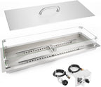 GRISUN Upgraded 36 x 12 Inch Rectangular Drop-in Fire Pit Burner Kit
