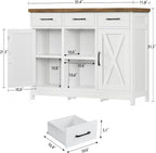 Storage Cabinet, Coffee Bar Cabinet with 3 Drawers, 2 Adjustable Shelves & 2 Doors, Buffet Cabinet, Kitchen Cabinet for Kitchen, Dining Room, Living