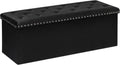 B FSOBEIIALEO Storage Ottoman Bench, 43" Velvet Ottoman With Storage, Black