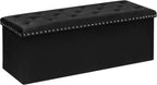 B FSOBEIIALEO Storage Ottoman Bench, 43" Velvet Ottoman With Storage, Black