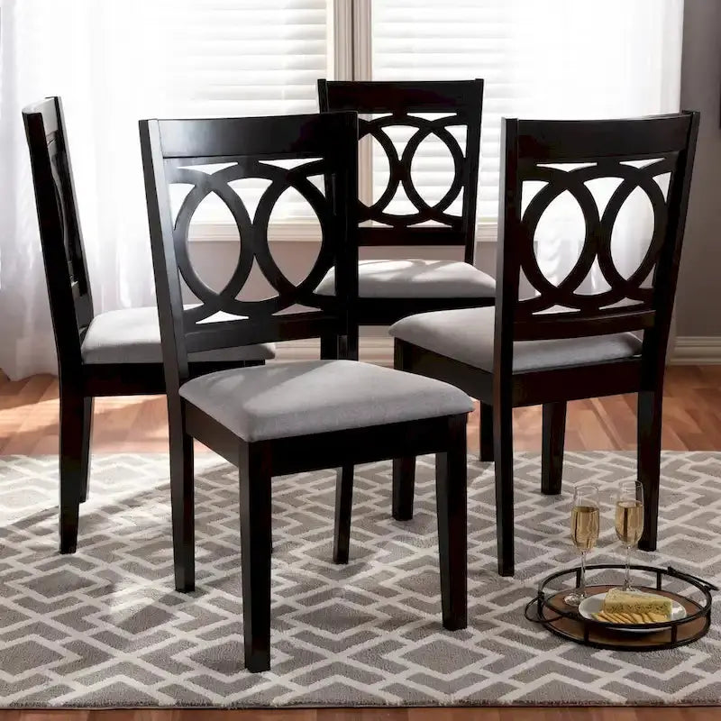 Contemporary 4-Piece Dining Chair Set With Fabric Upholstery - Espresso Brown