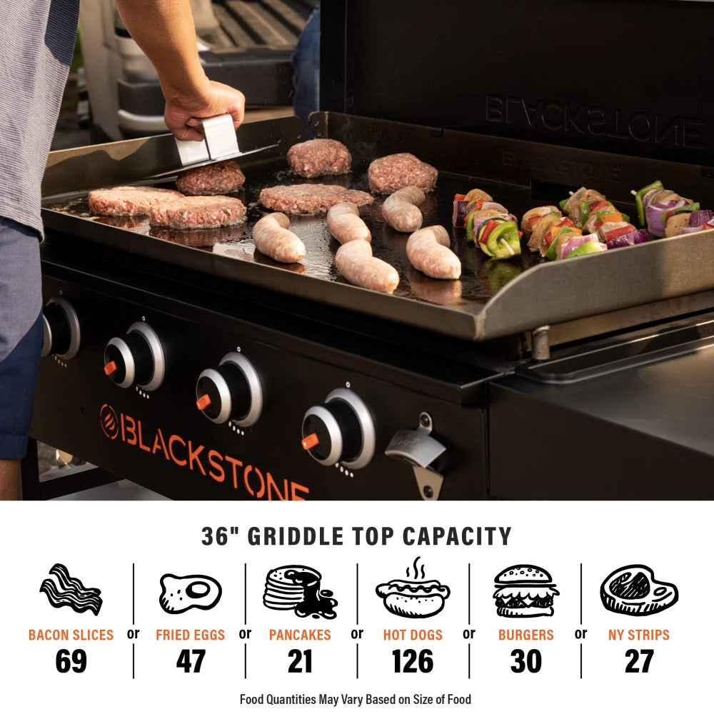 Blackstone Original Outdoor Griddle 4-Burner 36 inch Flat Top Grill With Hard Cover - Black