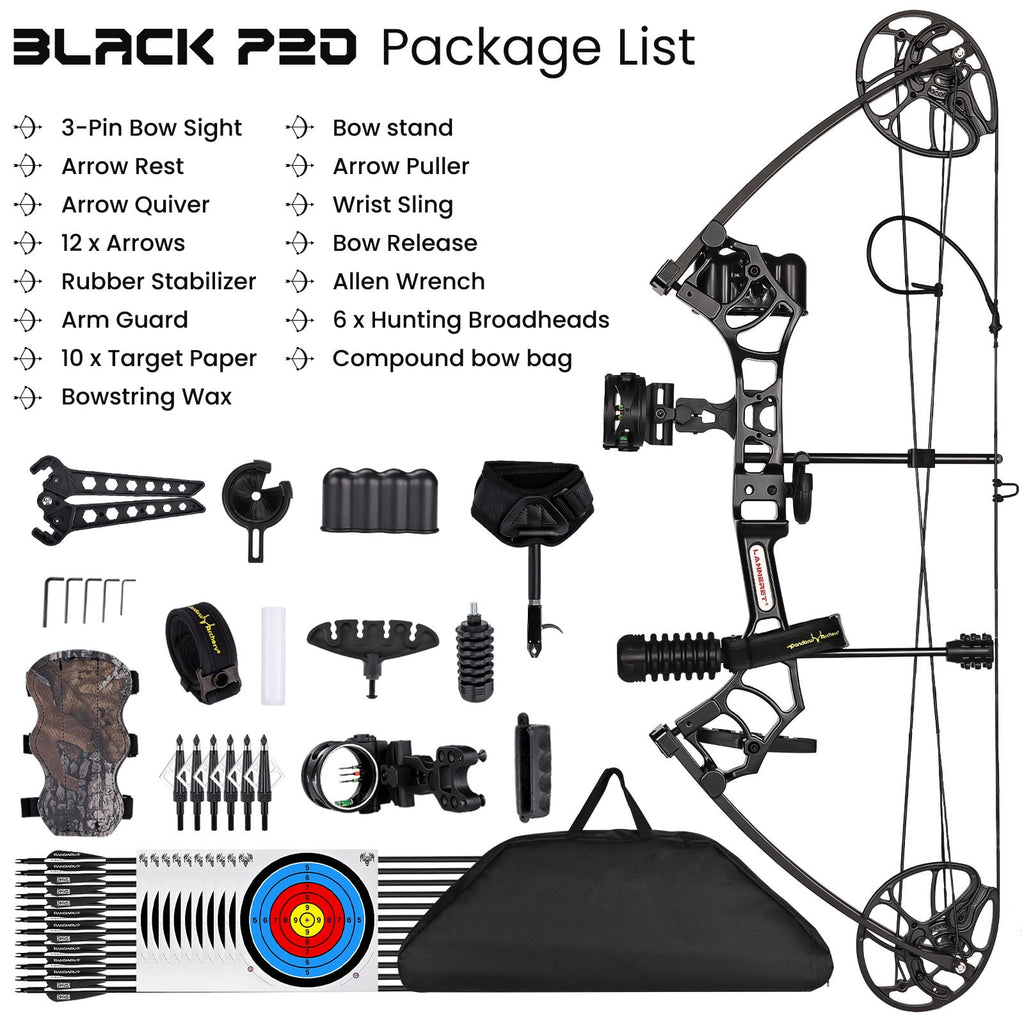Archery Ready to Hunt Compound Bow Package for Adults and Teens,25"-31" Draw Length，0-70 Lbs Draw Weight ,up to IBO 320 fps，Lightweight Design Bow