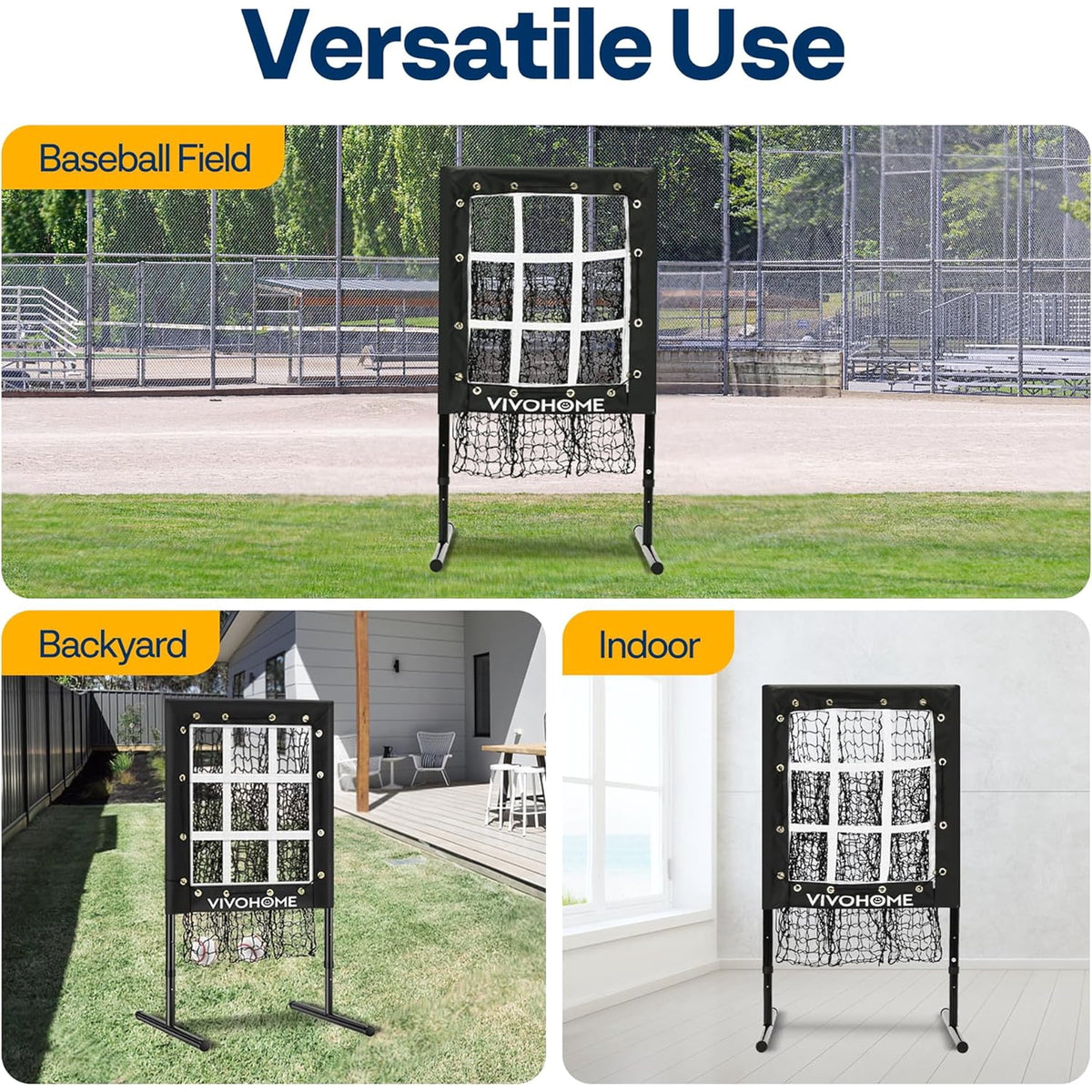 SPECSTAR 9 Hole Baseball Softball Pitching Net, 9 Pocket Hitting Practice Net, 22"x18" Pitching Area with 3 Level Adjustable Height