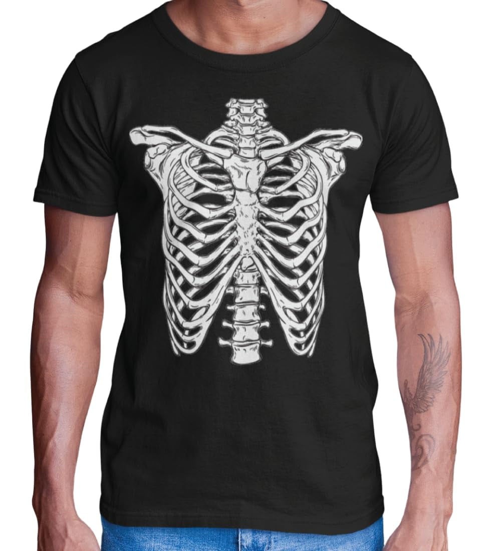 BROOKLYN VERTICAL Adult Halloween Printed T-Shirts Jack O' Lantern Pumpkin Skeleton Fun Costume Designs