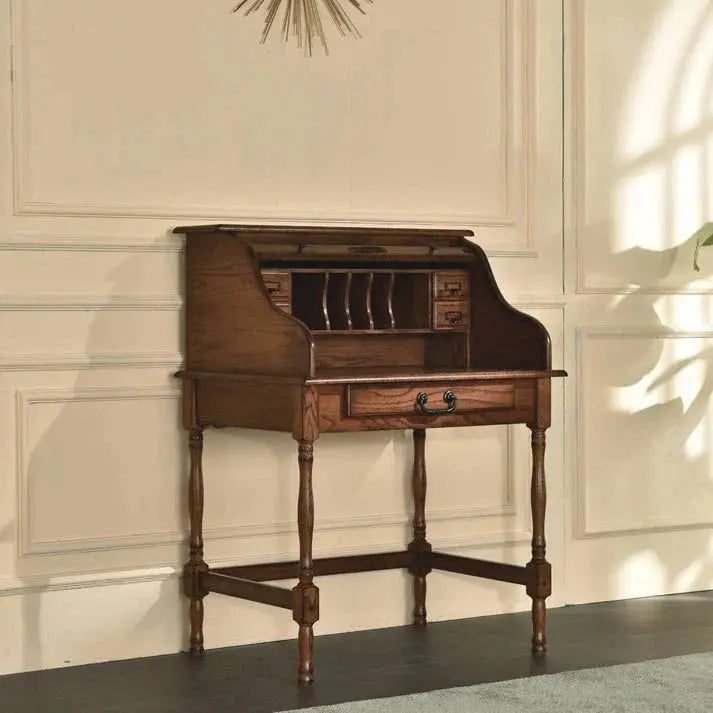 32in Mini Roll-Top Desk With Integrated USB Charging Port