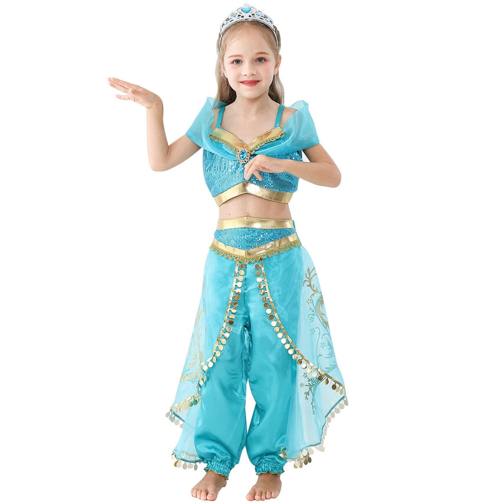 HAWEE Princess Costume for Girls Sequin Dress Up for Halloween Cosplay