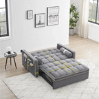 GNIXUU 3-in-1 Velvet Sleeper Sofa Bed With Adjustable Backrest And Storage - 55.5in W x 36in D x 30in H, 70in D x 45in W x 24in H