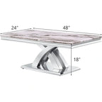 Rectangular Coffee Table, 48-Inch X-Base With Pedestal Support