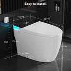 Smart Toilet with Heated Seat & Auto Flushing, Slow Close, Night Light, Remote Control, Water-Saving Siphon Dual Flush, Emergency Flush, UL Certified