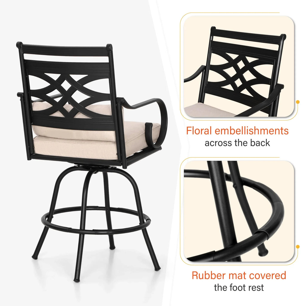 Sophia & William 2 Piece Patio Swivel Bar Stools With Cushions