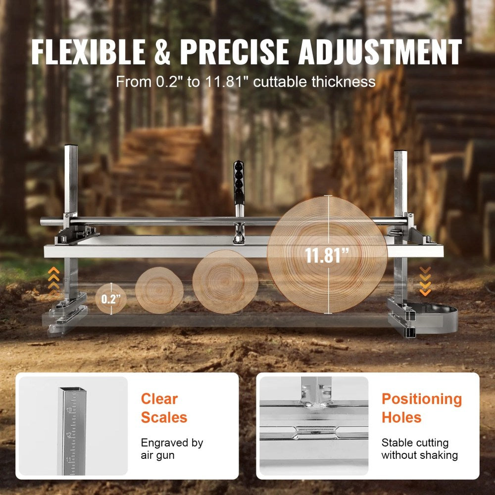 VEVOR Chainsaw Mill, Galvanized Steel, 14-36 in Guide Bar, 0.2-11.81 in Cutting Thickness