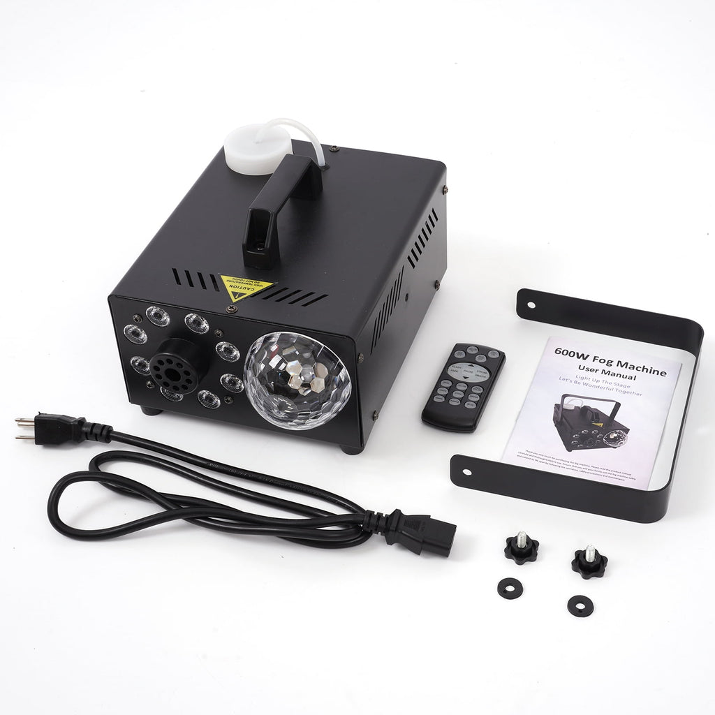 Yexmas 600W Fog Machine with Disco Ball & 8 RGB LED Lights – 2000CFM and Remote Control for Parties, Weddings, Halloween & DJ Events