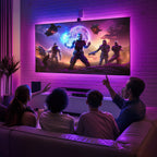 MountFTV Full Motion TV Wall Mount with Music-Sync RGB Light for 42-90" TVs up to 150 lbs, Fits 24″/16″ /12″ Wood Studs, Max 600x400mm, TV Wall Mount