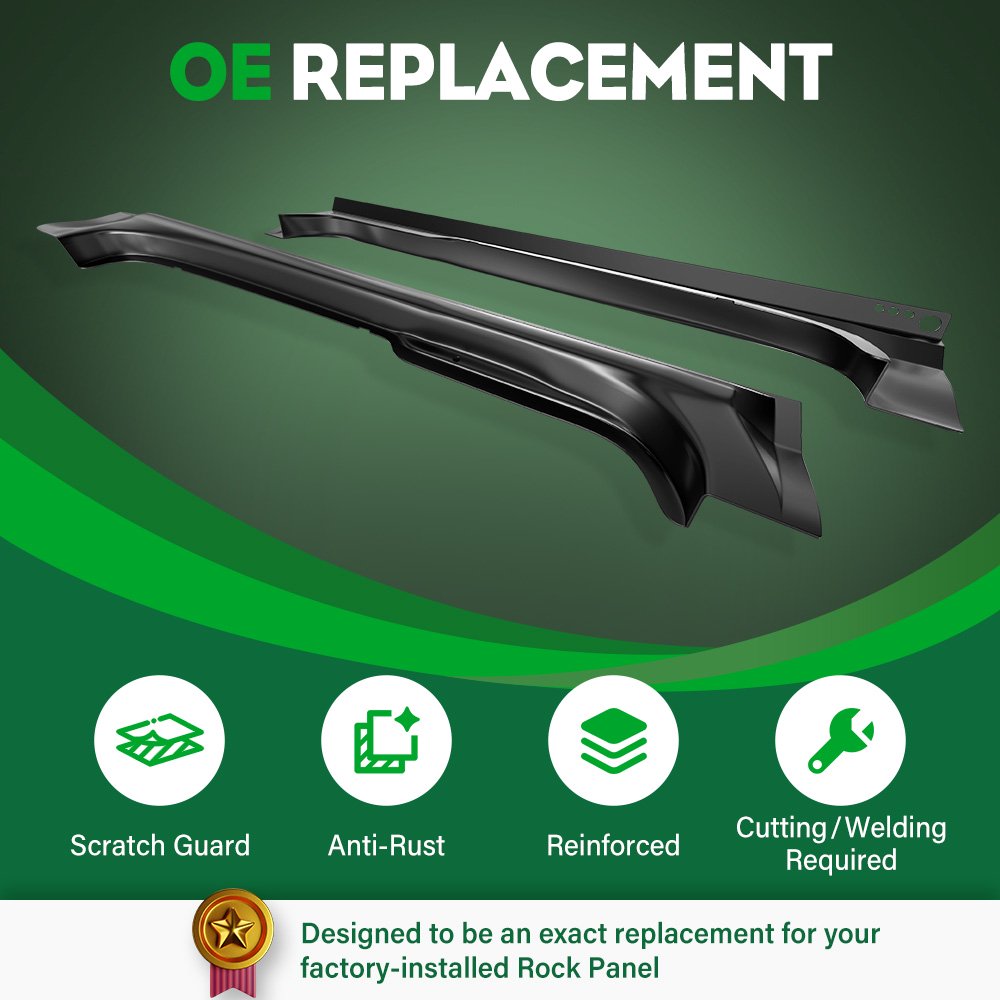 Rocker Panels for 2009-2014 Ford F-150 Super Cab (Extended Cab) Pickup, Left and Right Sides, Steel Factory-Style Replacement Panels