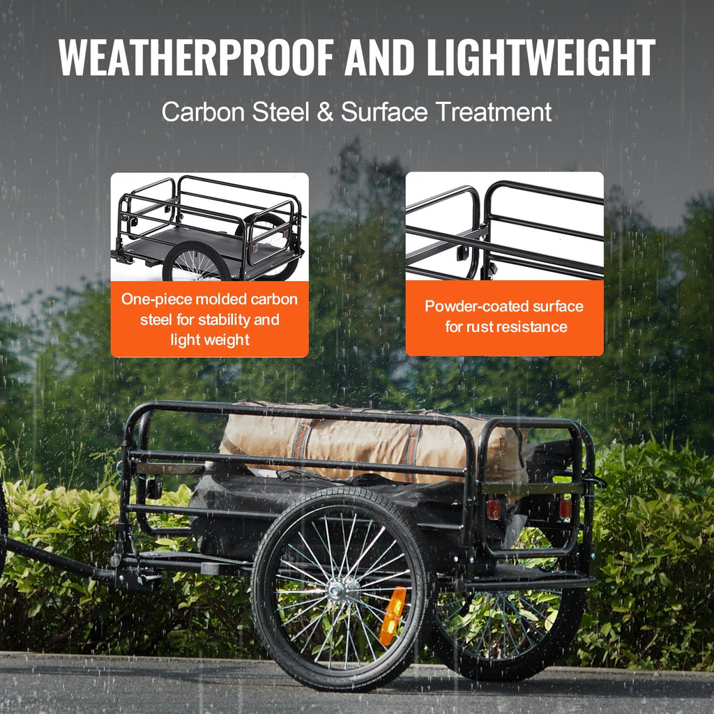 VEVOR Bike Cargo Trailer, 160 lbs Load Capacity, Heavy-Duty Bicycle Wagon Cart, Foldable Compact Storage & Quick Release with Universal Hitch, 16"