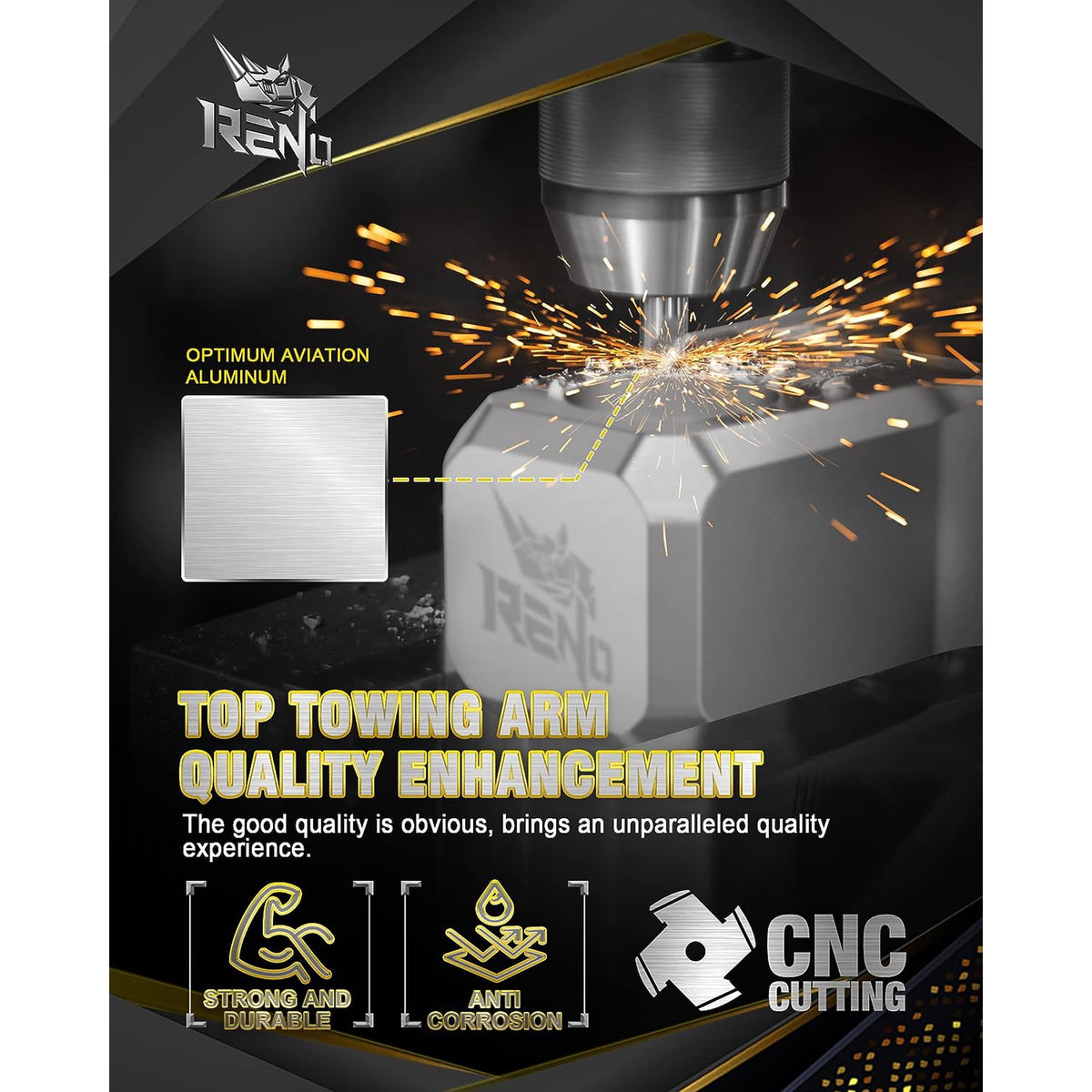 RENO Adjustable Trailer Hitch, Aluminum Dual-Balls with 2 Inch and 2-5/16 Inch, 6" Rise/Drop Hitch Ball Mount for 2" Receiver - 12,500 lbs Towing