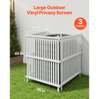 KFFKFF 3-Panel Outdoor Privacy Screen, 36 x 45 in Fence with 19.7 in Ground Stakes, Vinyl Privacy Enclosure for Pool Equipment, Trash Cans, and A/C