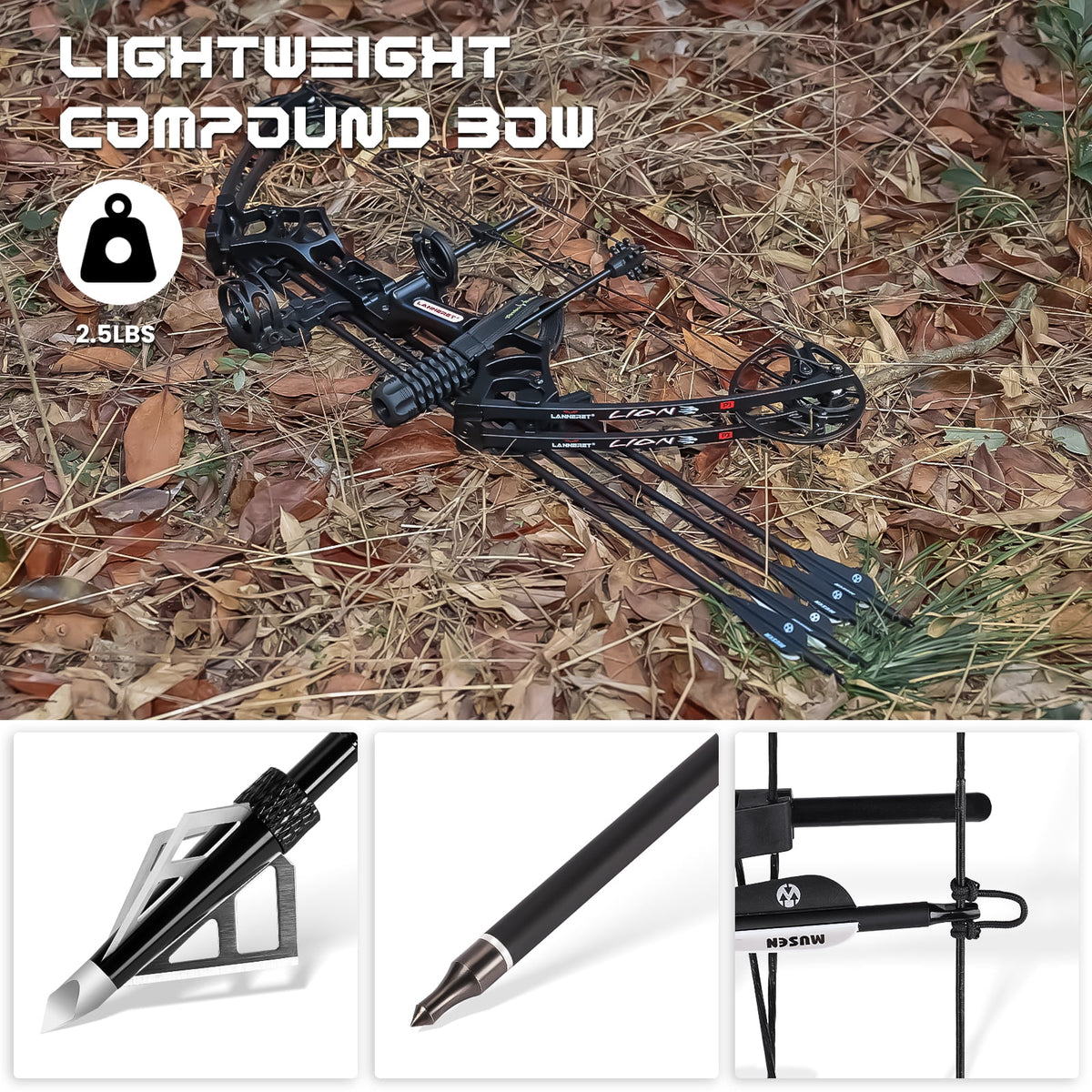 Archery Ready to Hunt Compound Bow Package for Adults and Teens,25"-31" Draw Length，0-70 Lbs Draw Weight ,up to IBO 320 fps，Lightweight Design Bow