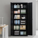 Ktaxon 71"H Metal Garage Storage Cabinet, Heavy Duty Steel Utility Locker with 5 Adjustable Shelves, for Home, Office, Warehouse, Garage, Black