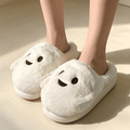 KEVCHE Halloween Ghost Pumpkin House Slippers, Warm Cozy Plush Slippers for Indoor Outdoor Home, Cute Spooky Holiday Footwear for Fall Winter Comfort