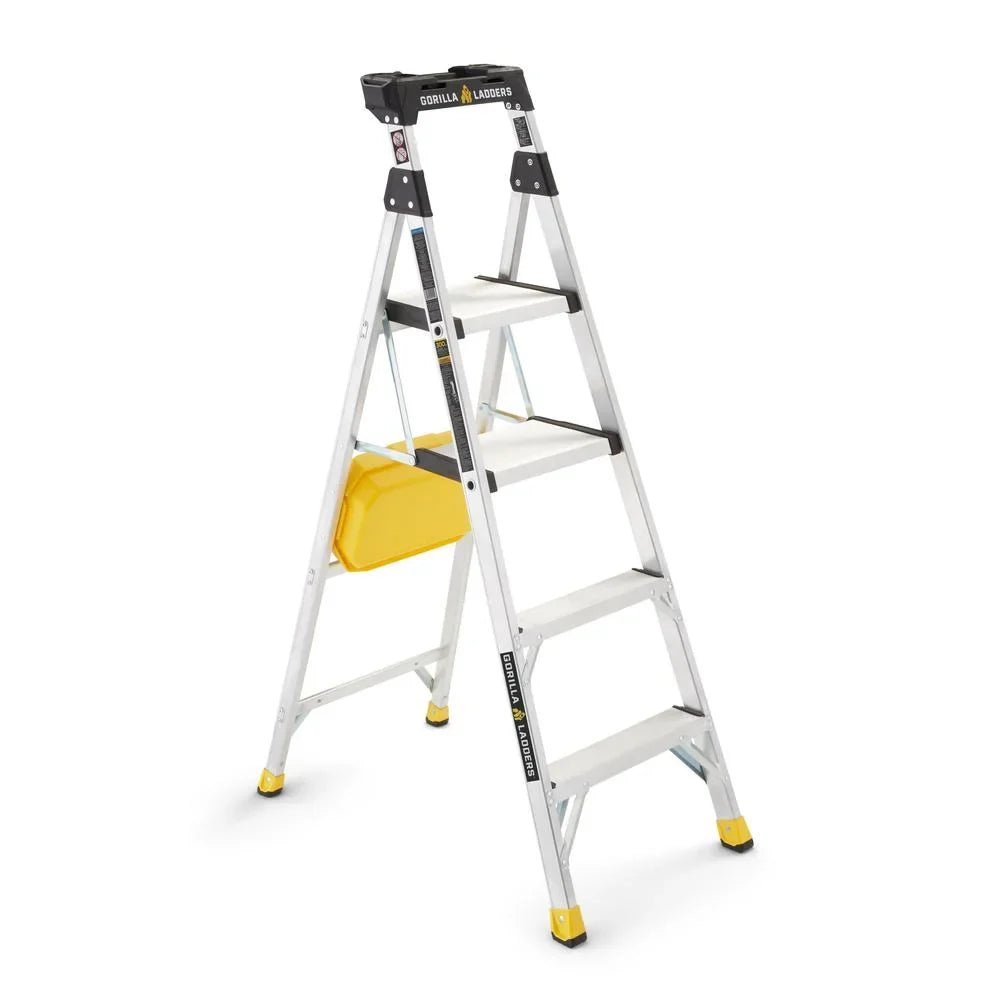 Gorilla Ladders Aluminum Dual Platform Ladder With Project Bucket, 5.5 Ft, 300 Lb Capacity