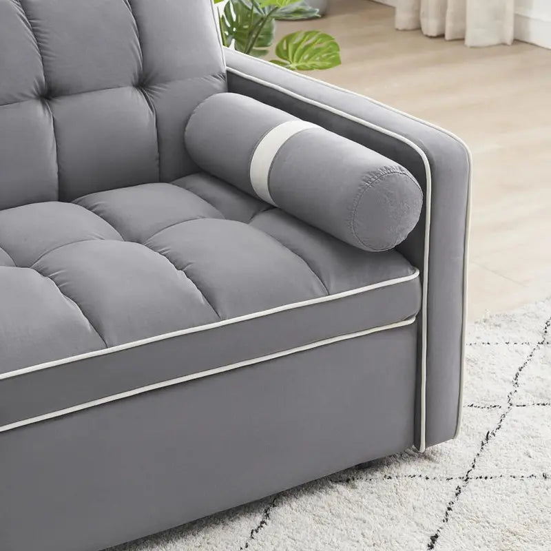 GNIXUU 3-in-1 Velvet Sleeper Sofa Bed With Adjustable Backrest And Storage - 55.5in W x 36in D x 30in H, 70in D x 45in W x 24in H