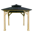 Hardtop Patio Gazebo, 10 x 10 FT, Gray, Wood And Steel