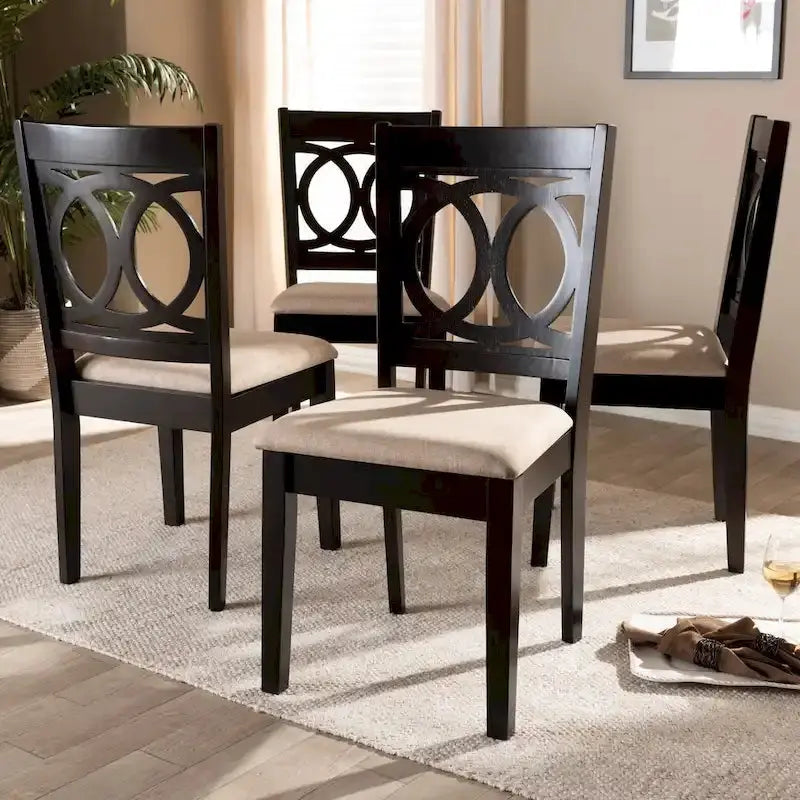Contemporary 4-Piece Dining Chair Set With Fabric Upholstery - Espresso Brown